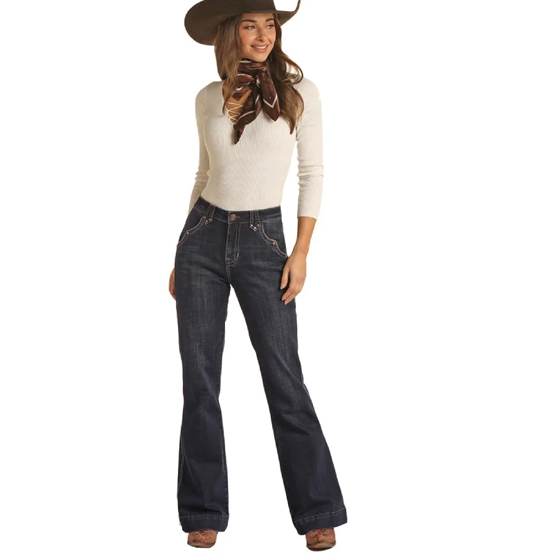 Rock & Roll Cowgirl High Rise with Rivets Trouser Trousers Corduroy Warm