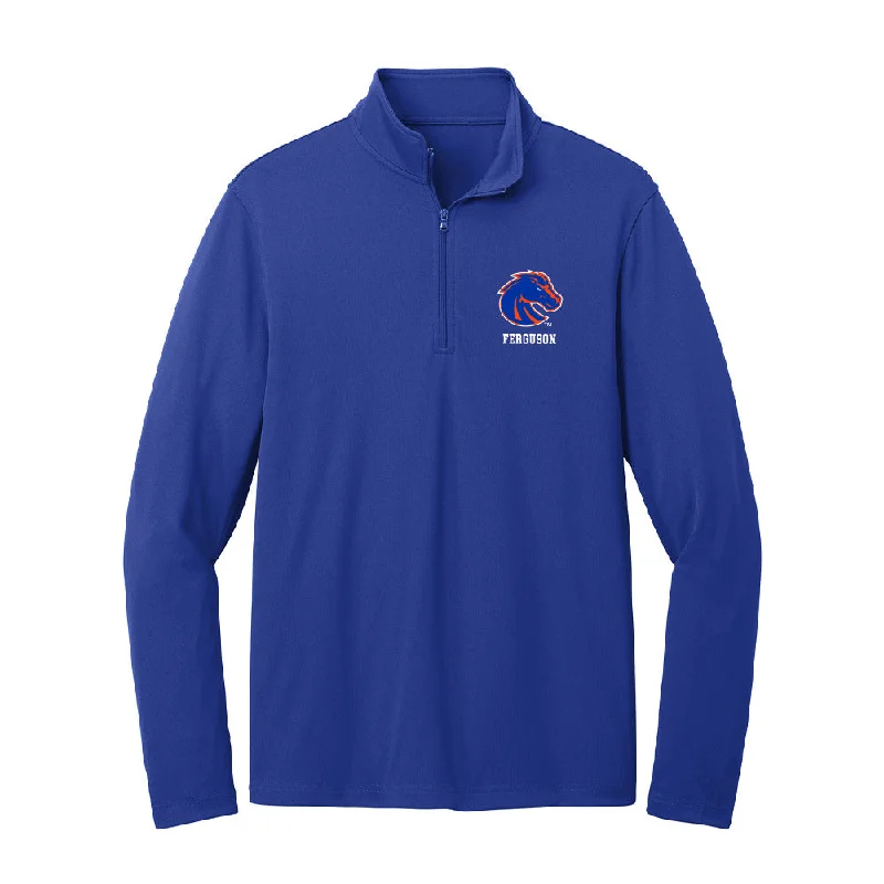 Boise State - NCAA Women's Gymnastics : Anna Ferguson - Lightweight Quarter Zip Jacket Notch Collar Jacket Peter Pan Collar Jacket Cowl Neck Jacket