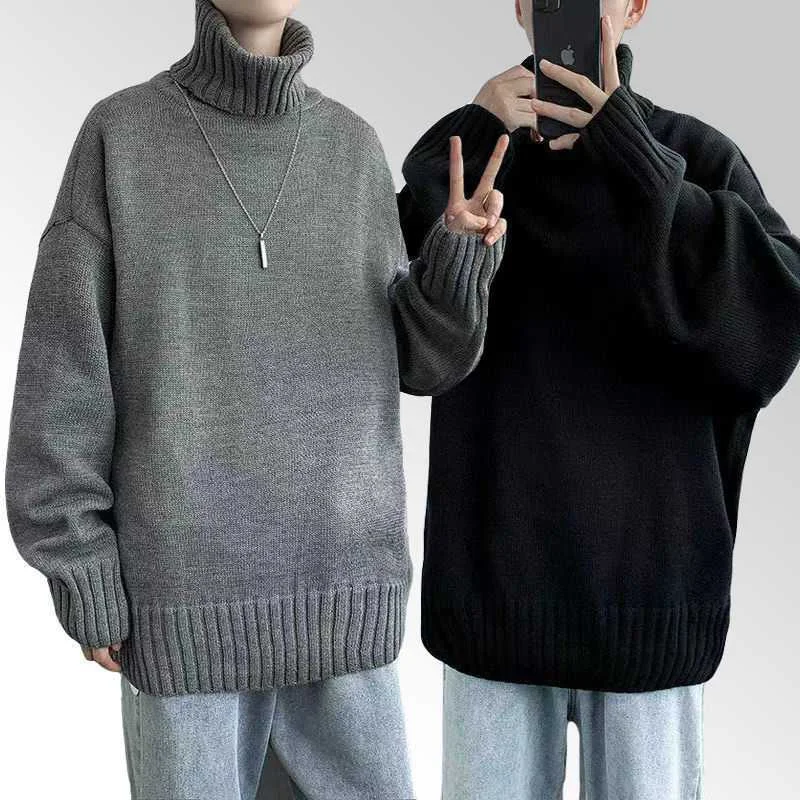 Winter Turtleneck Knitting Pullover Sweaters for Men Plunging Neck Pullover