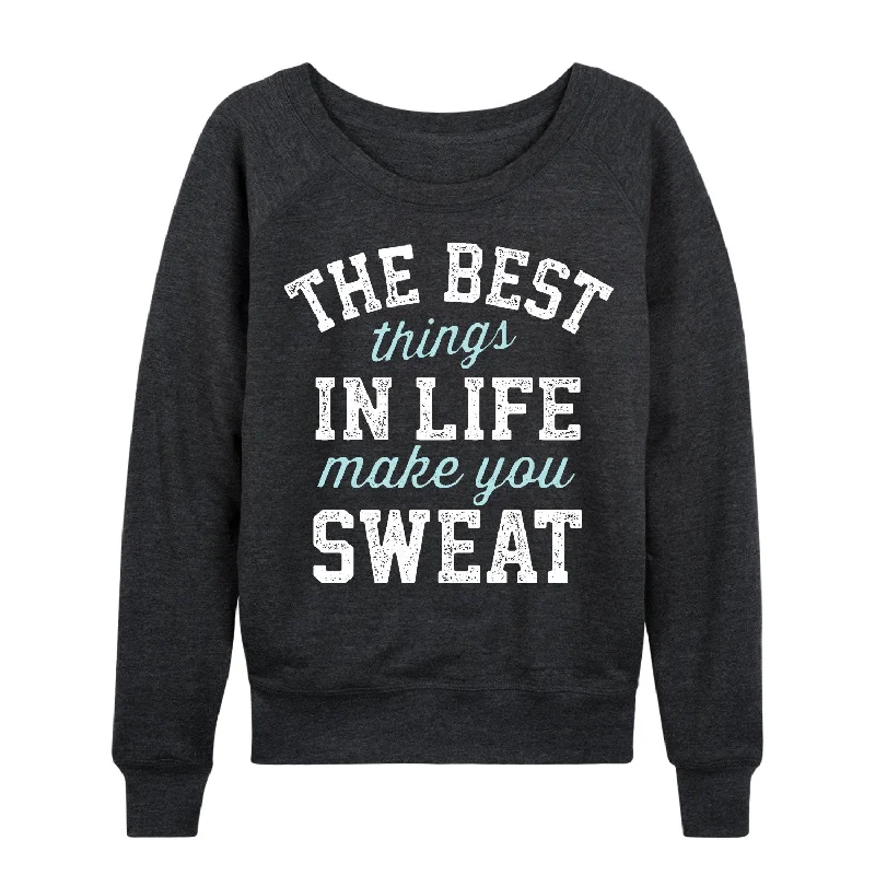 The Best Things In Life Sweat Womens Slouchy French Terry Pullover Peter Pan Collar