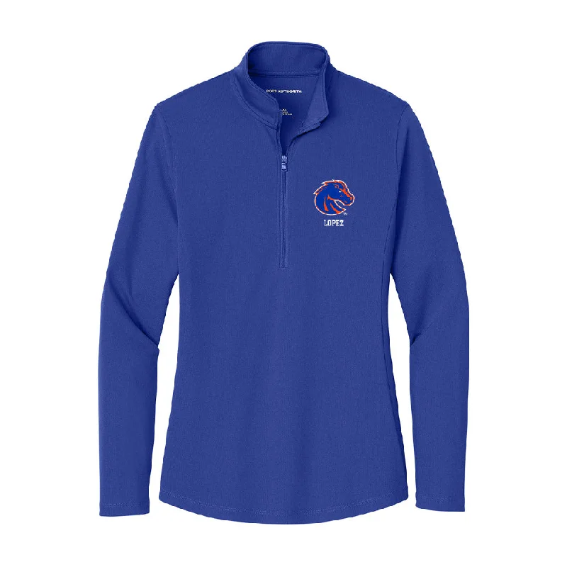 Boise State - NCAA Women's Gymnastics : Emily Lopez - Women's Lightweight Quarter Zip Jacket Zippered Jacket Buttoned Jacket Snapped Jacket