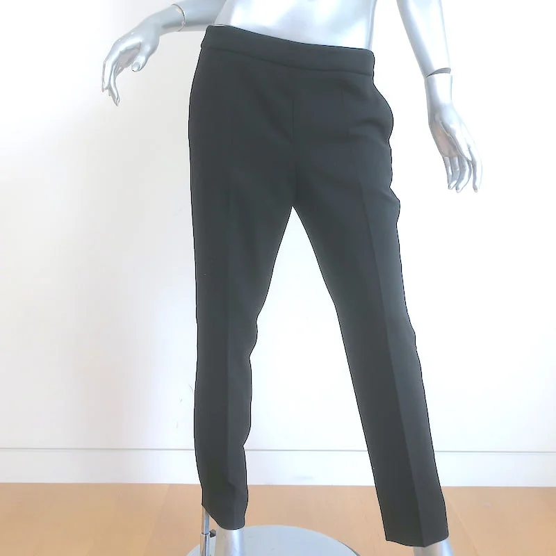 Armani Collezioni Trousers Black Stretch Virgin Wool Size 6 Straight Leg Pants Trousers trendy modern