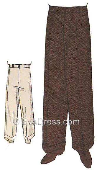 E-PATTERN 1934 Wide-Leg Trousers E1141PR Cropped Trousers Casual Linen