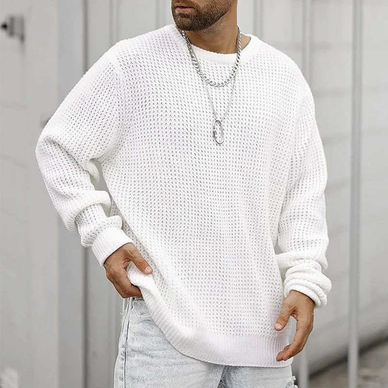 Casual Pullover Knitted Sweaters for Men Open Neck Pullover