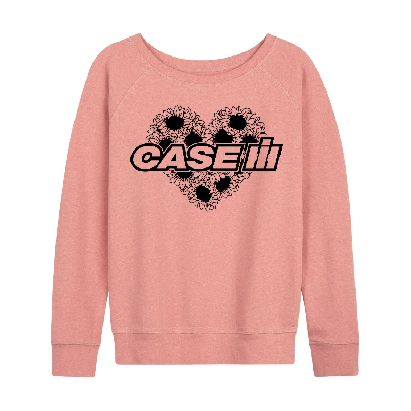 Case IH Sunflower Heart Womens French Terry Pullover Gathered Sleeve Pullover