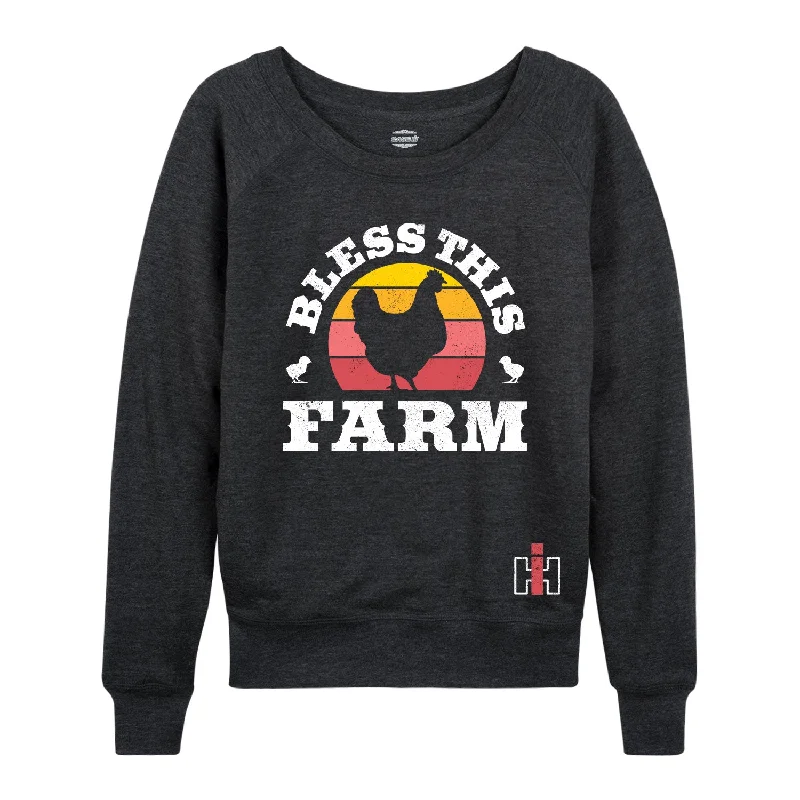 Bless This Farm IH Womens French Terry Pullover Tapered Sleeve Pullover