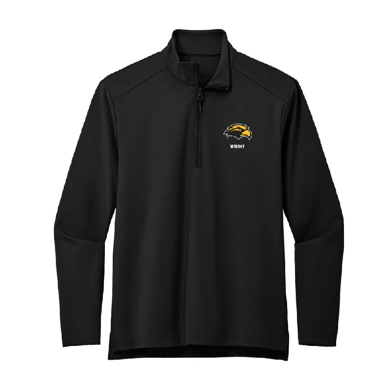 Southern Miss - NCAA Women's Track & Field : Amia Wright - Premium Quarter Zip Jacket Faux Fur Fabric Real Fur Fabric Shearling Fabric