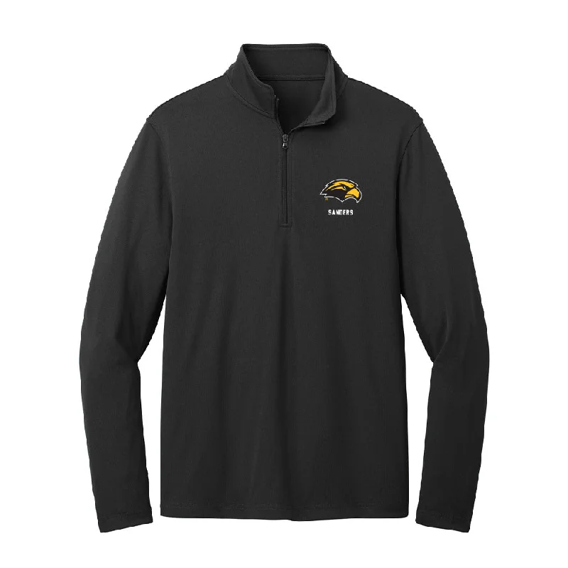 Southern Miss - NCAA Women's Track & Field : Kennedi Sanders - Lightweight Quarter Zip Jacket Notch Collar Jacket Peter Pan Collar Jacket Cowl Neck Jacket