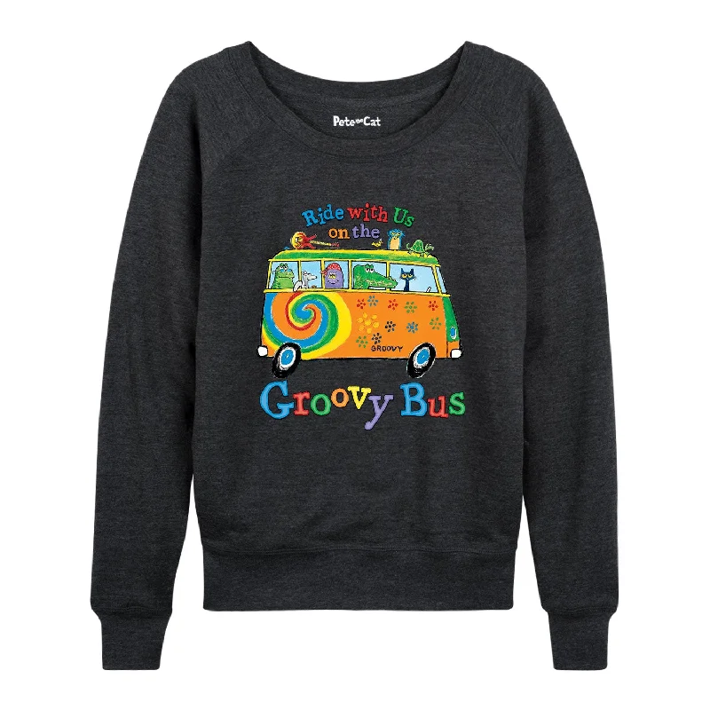 Pete The Cat™ Groovy Bus Womens French Terry Pullover Crew Neck Wool