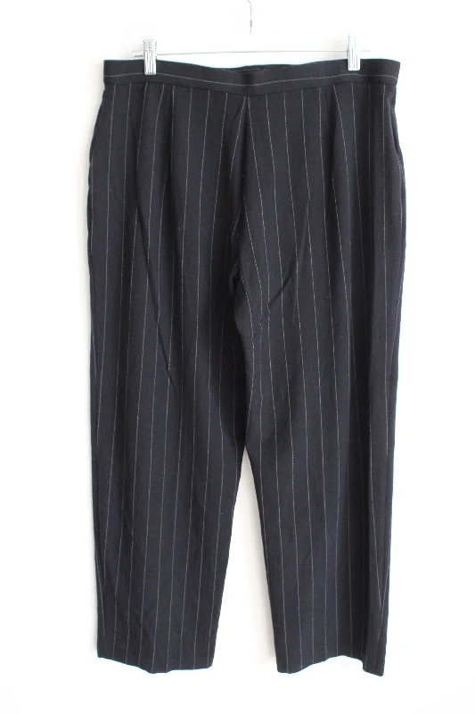 Briggs New York Black Striped Trouser Pant | 16 Trousers Summer Linen