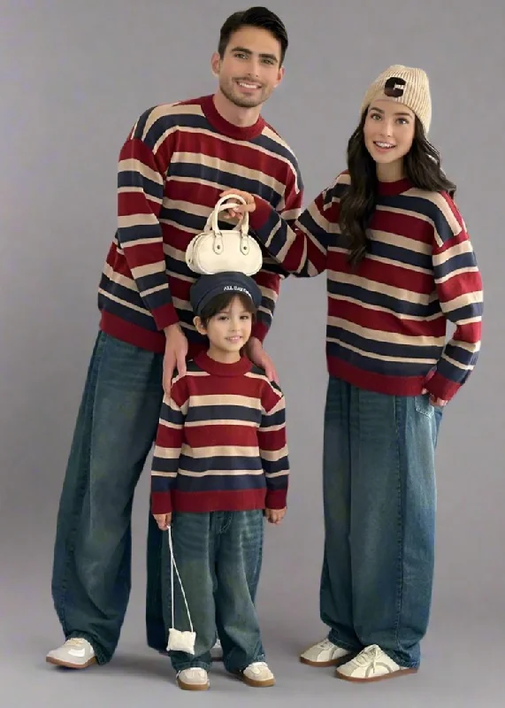 Matching Family Striped Sweaters – Cozy & Stylish Knitwear Fitted Loose Oversized