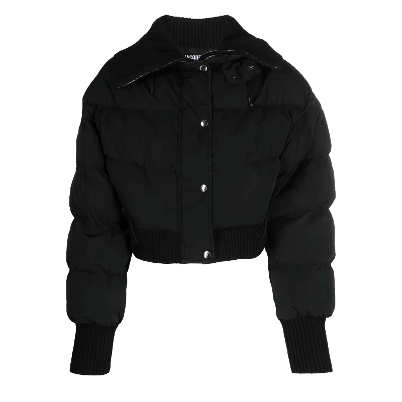 Jacquemus La Doudoune Briciola Puffer Jacket in Black Cotton Jacket Linen Jacket Terry Jacket