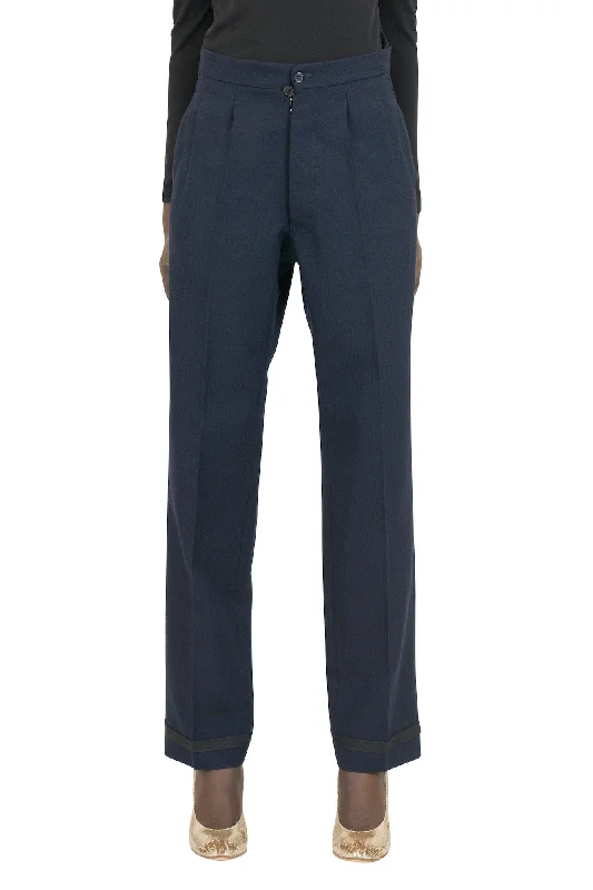 Maison Margiela Straight Leg Trouser in Navy Trousers Print Floral