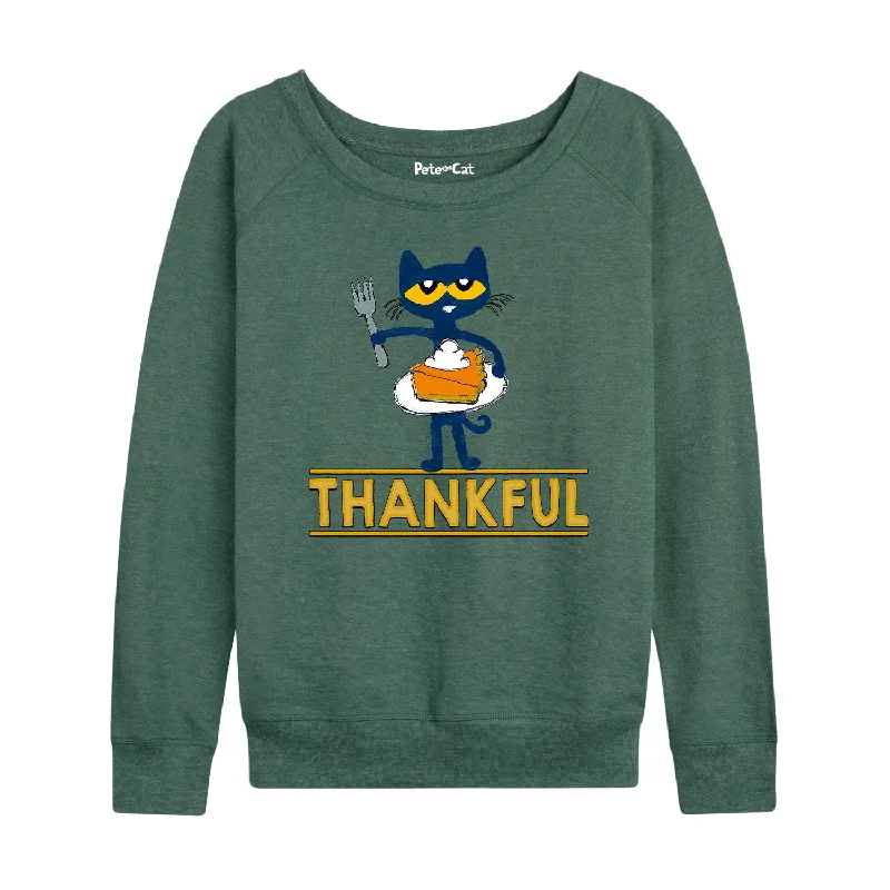 PTC Thankful Pumpkin Pie Womens French Terry Pullover Wide Sleeve Pullover