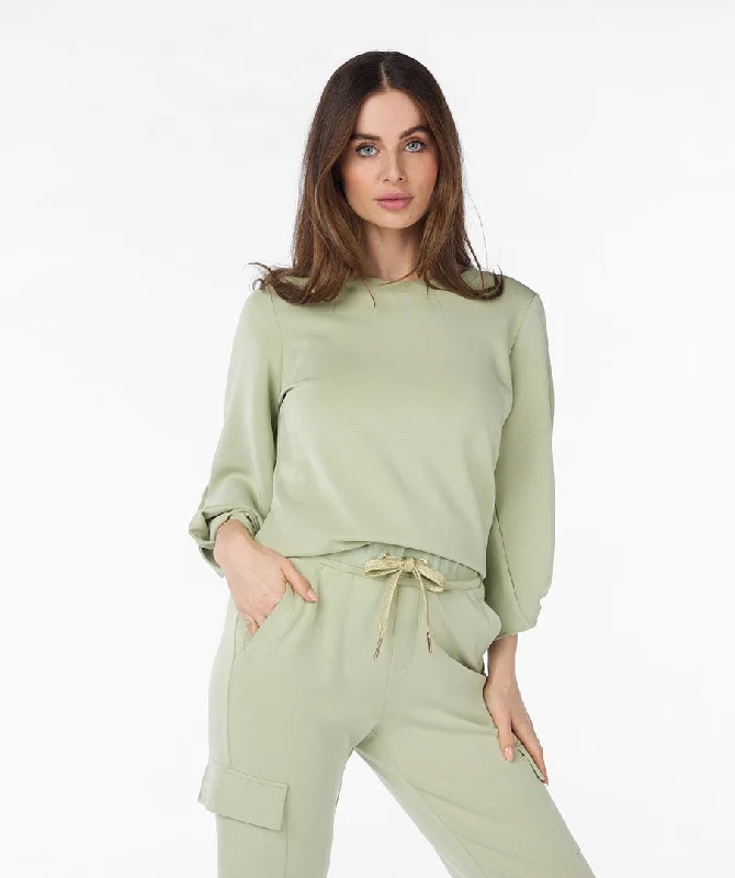 Modal Twisted Sleeve Sweater Transparent Opaque Sheer