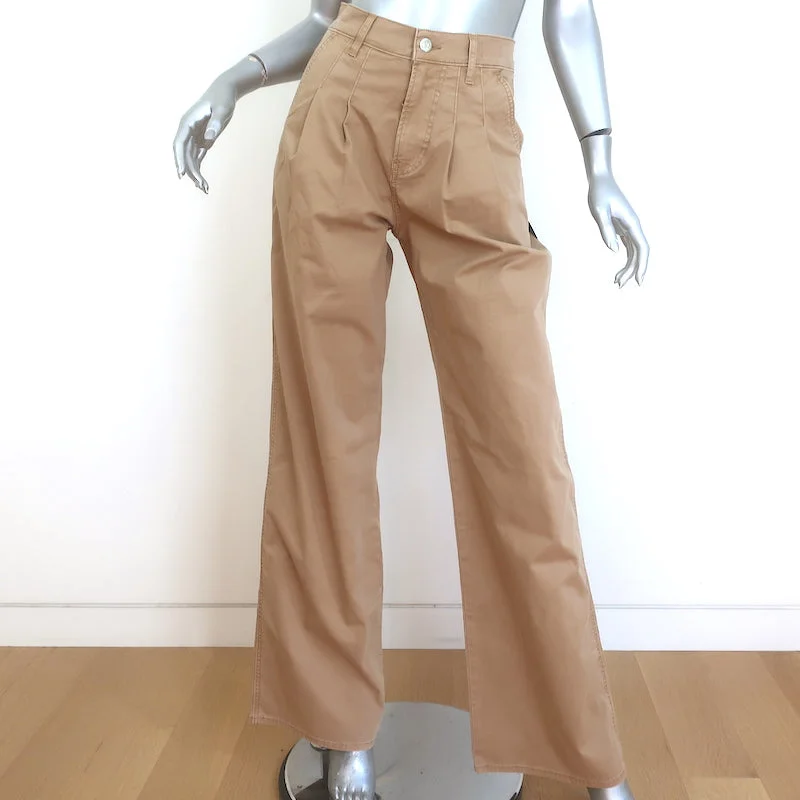 Veronica Beard Mia Wide Leg High Rise Trousers Khaki Stretch Cotton Size 25 NEW Trousers Versatile Stylish