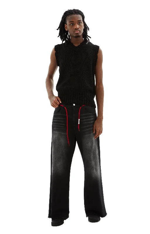 Bleached Denim Trousers (Black) Trousers sophisticated sleek