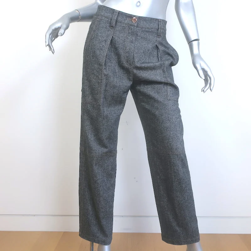 Brunello Cucinelli Monili-Detail Cropped Trousers Charcoal Wool-Cashmere Size 38 Trousers Review Highly