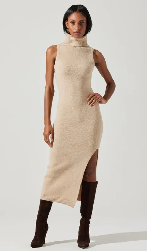 Irina Sweater Dress | Taupe Welt Pockets Slit Pockets Flap Pockets