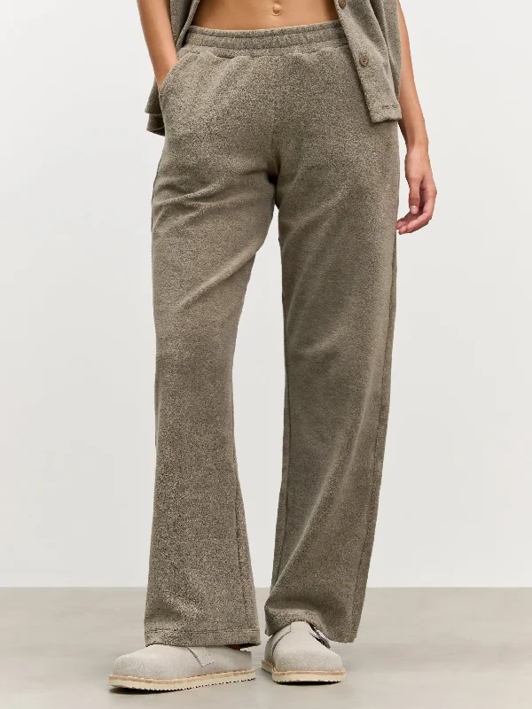 Womens Towelling Trouser in Taupe Trousers Timeless Classic