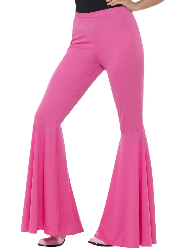 Ladies Pink Flared Trousers Fancy Dress 60s 70s Hippy Disco Costume Trousers Denim Blue