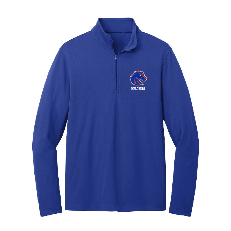 Boise State - NCAA Women's Gymnastics : Julia Melchert - Lightweight Quarter Zip Jacket Elasticated Jacket Padded Jacket Insulated Jacket