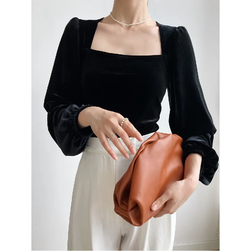 Elegant Square Neck Women Pullover Shirts Leg Sleeve Comfort