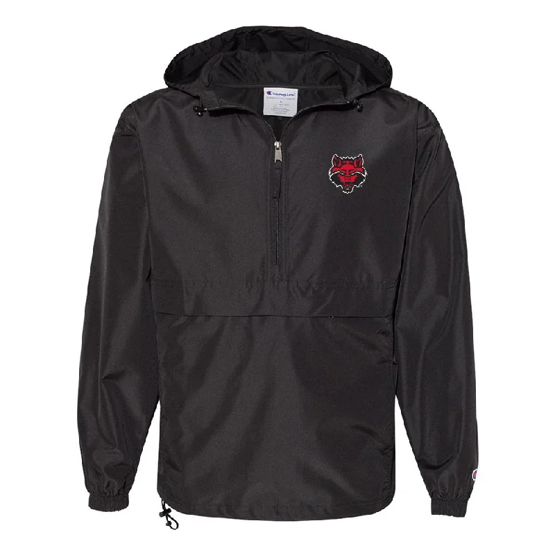 Arkansas State - NCAA Women's Gymnastics : Alex Theodorou - Quarter Zip Jacket Satin Fabric Silk Fabric Chiffon Fabric