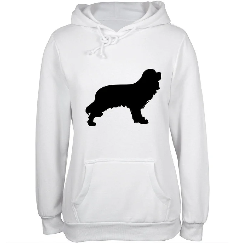 Cavalier King Charles Spaniel Silhouette White Juniors Pullover Hoodie Slit Sleeve Stylish