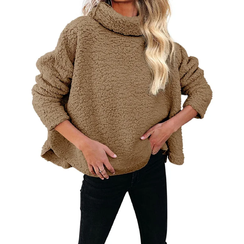 Women Warm Turtleneck Woolen Plus Sizes Winter Sweaters Boxy Sweater Fitted Sweater A-Line