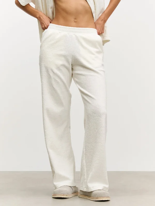 Womens Towelling Trouser in Ecru Trousers chic fashionable