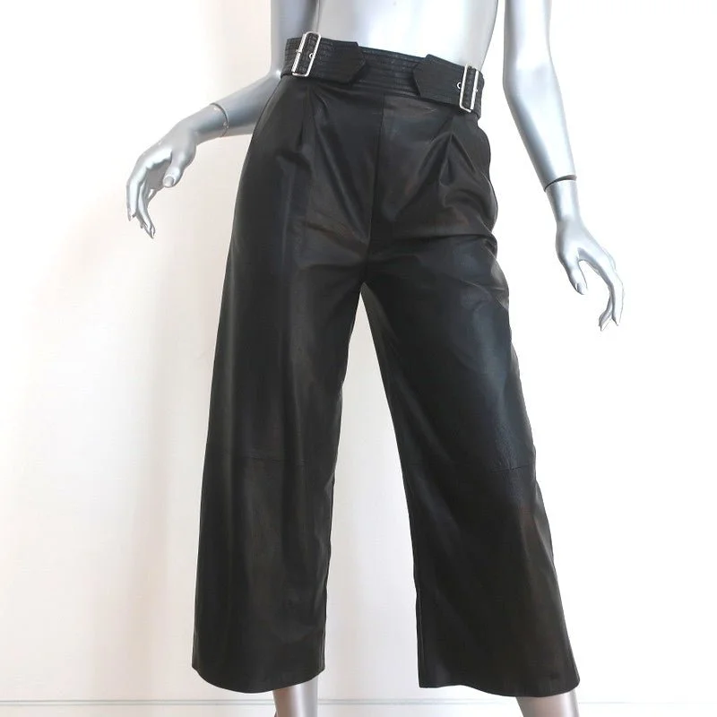 A.L.C. Leather Gaucho Pants Black Size 2 Tabor Cropped Trousers Trousers stylish modern