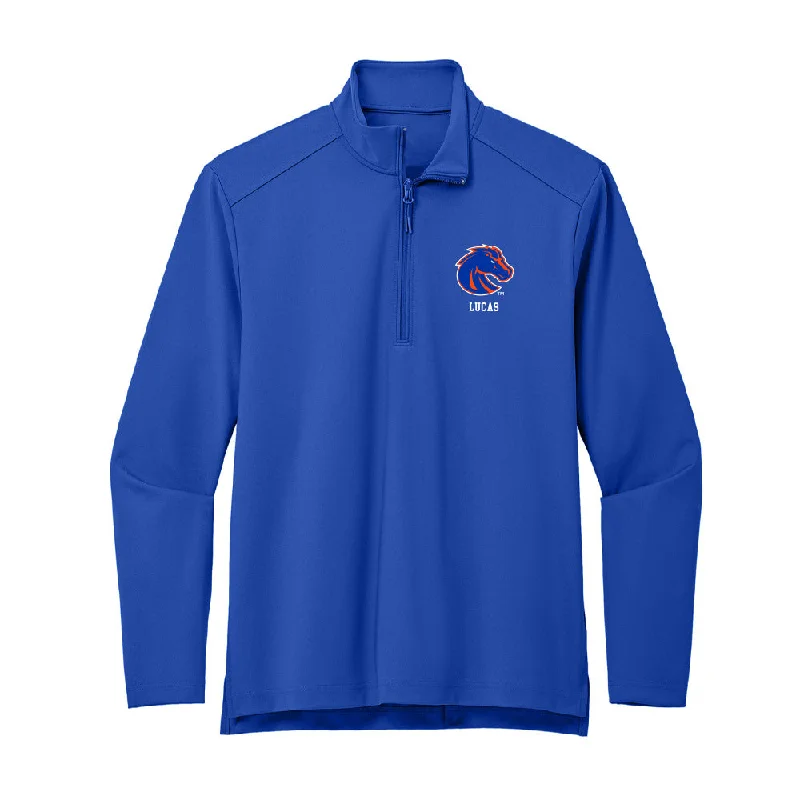 Boise State - NCAA Women's Gymnastics : Brantley Lucas - Premium Quarter Zip Jacket Herringbone Jacket Checkered Jacket Solid Jacket