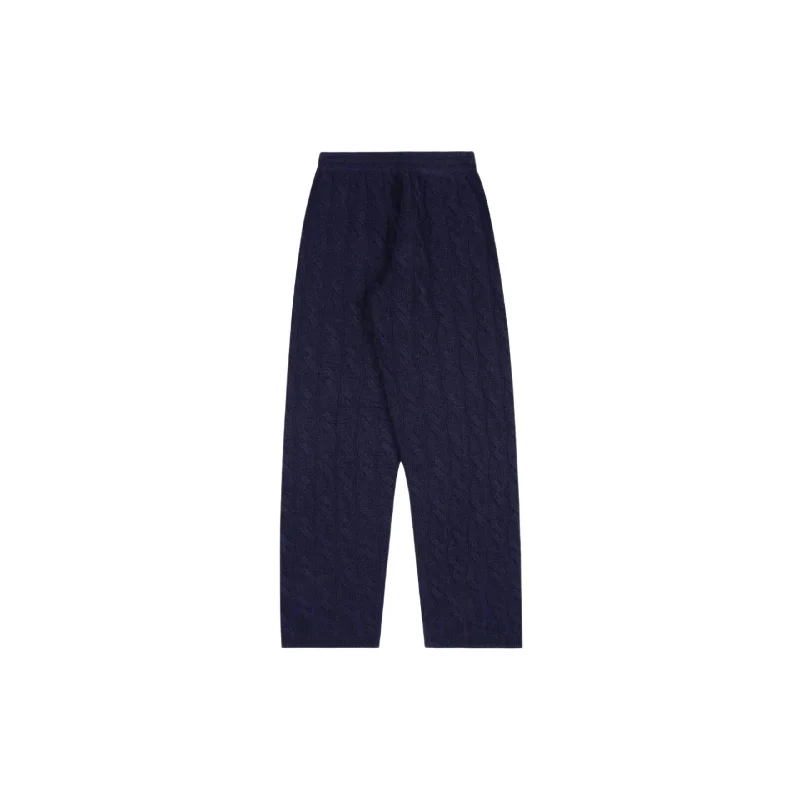 SRC Cable-knit Cashmere Trousers (Navy) Trousers Spring Floral