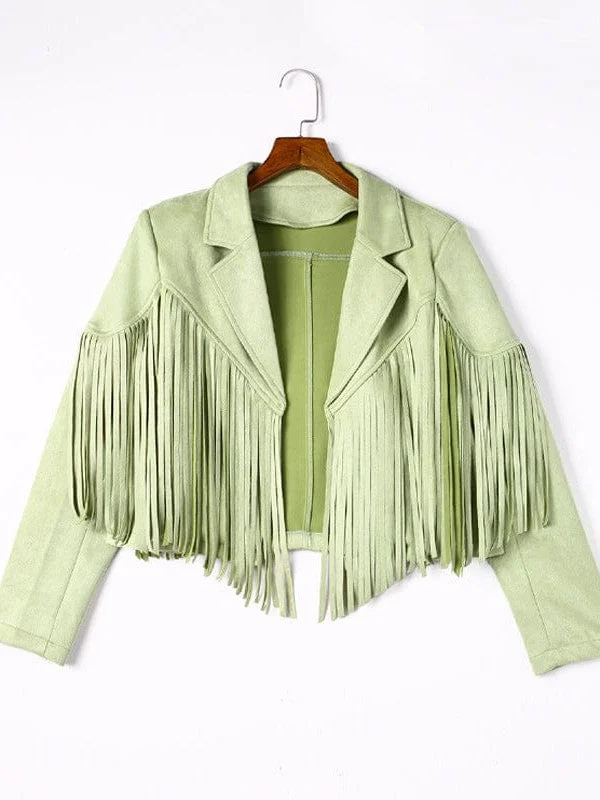 Unique Fringe Suede Jacket Insulated Jacket Fitted Jacket Loose Jacket