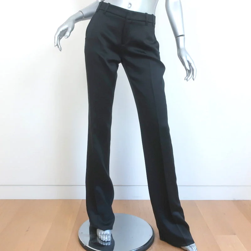 Gucci 2006 Silk Satin Trousers Black Size 40 Straight Leg Pants NEW Trousers fashionable trendy