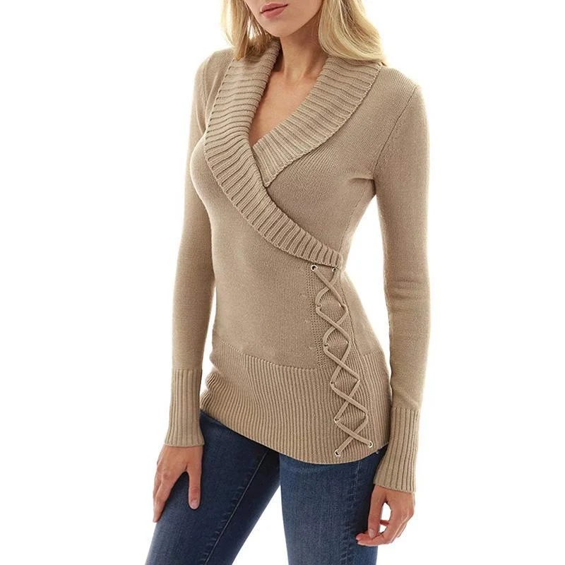 Fall/winter V Neck Tight Sweaters Collared Crew Neck Turtle Neck