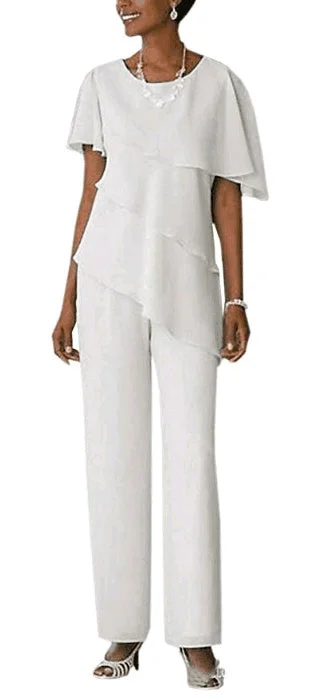 Ivory 2 Pieces Mother of the Bride Dressy outfits Pantsuits Trouser Suits Wedding Guest Wear Trousers Exclusive Limited