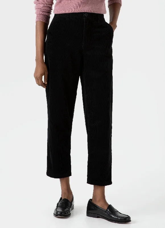 Women's Corduroy Trouser in Black Trousers Palazzo Wide Leg