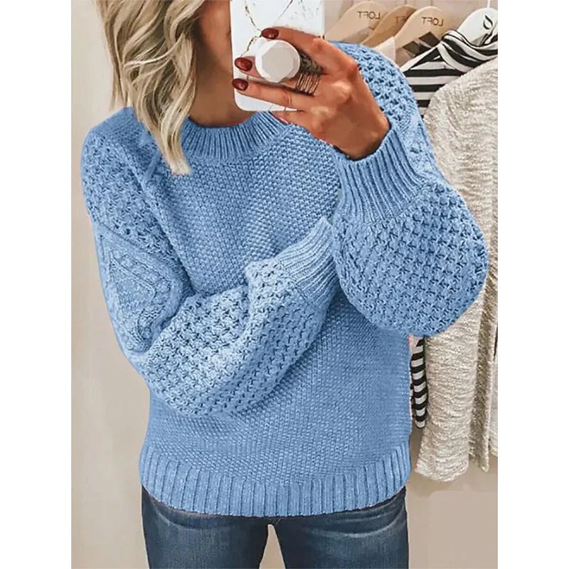 Casual Women Pullover Long Sleeves Sweaters Boat Neck Sweater