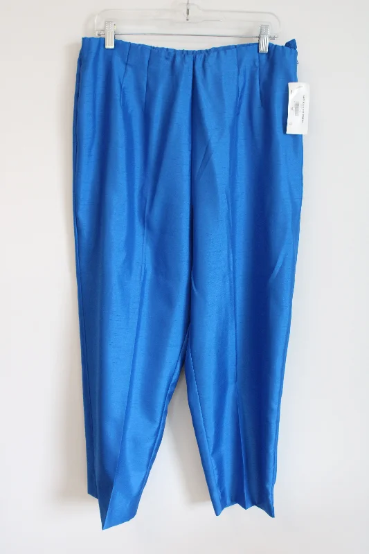 NEW Sag Harbor Blue Tafetta Trouser Pant | 18 Wide Leg Loose Fit Mid Waist