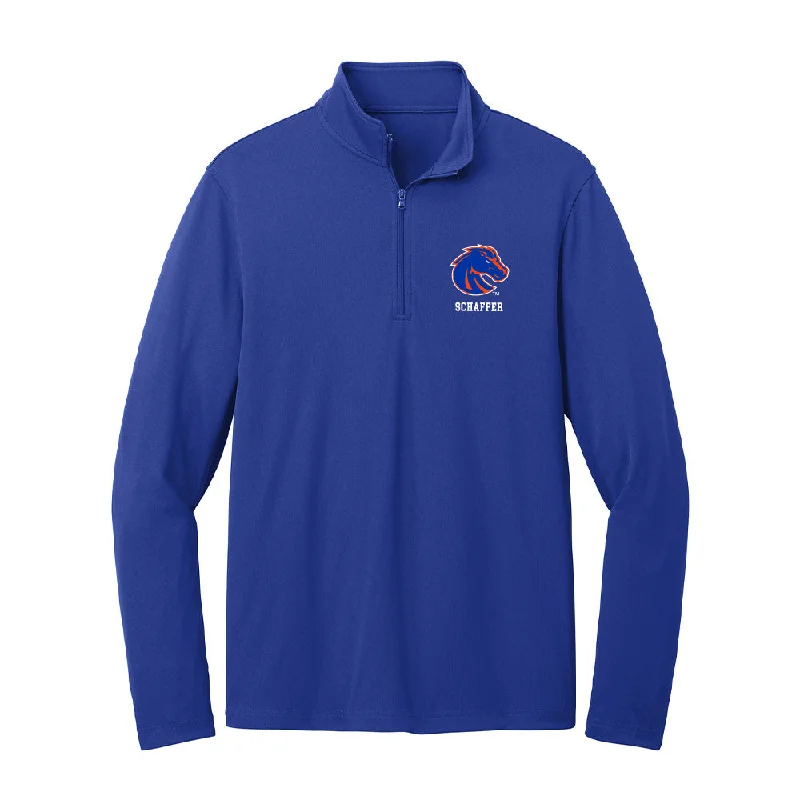 Boise State - NCAA Women's Gymnastics : Dani Schaffer - Lightweight Quarter Zip Jacket Boat Neck Shawl Collar Notched Collar