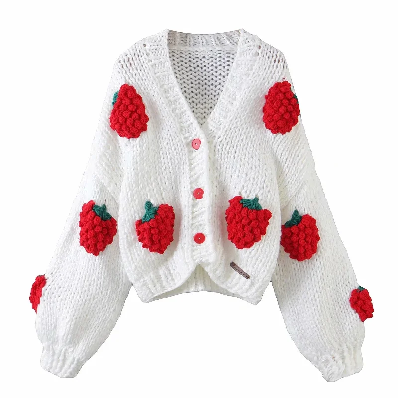 Lovely Handmade 3D Design High Waist Short Sweaters Graphic Sweater Embroidered Appliqued