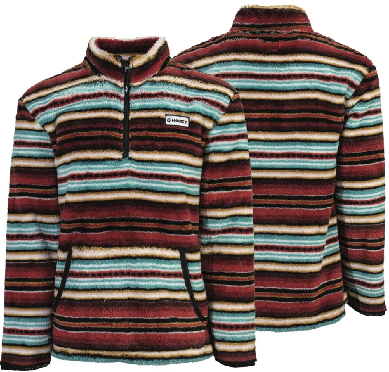 Hooey Red/Turquoise Serape Fleece Pullover for Women Boxy Neck Sweater