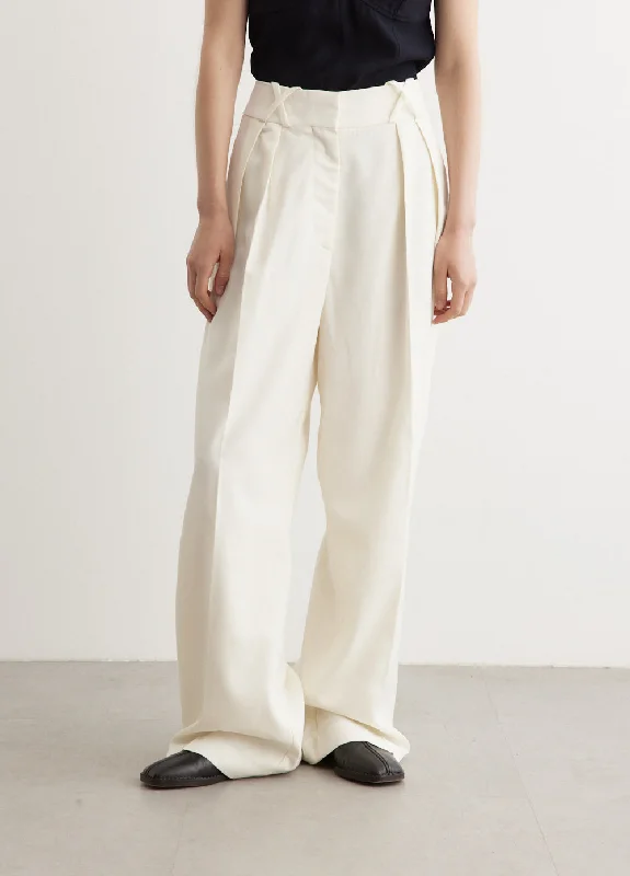 Tailored Trousers Wide Leg Loose Fit Mid Waist