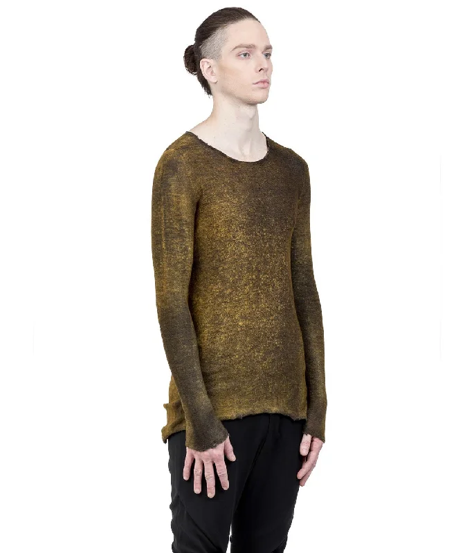 Mixed Yellow Cashmere-Silk Sweater High Neck Crew Neck V-Neck