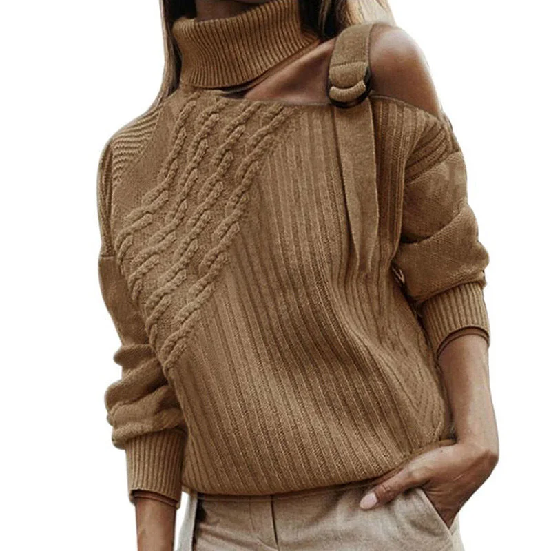 Casual Turtleneck Knitted Women Sweaters Silk Blend Satin Velvet