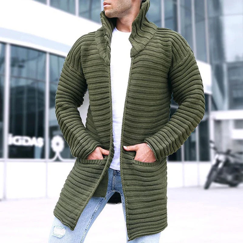 Casual Knitted Long Sleeves Sweaters for Men Mesh Sweater Canvas Denim