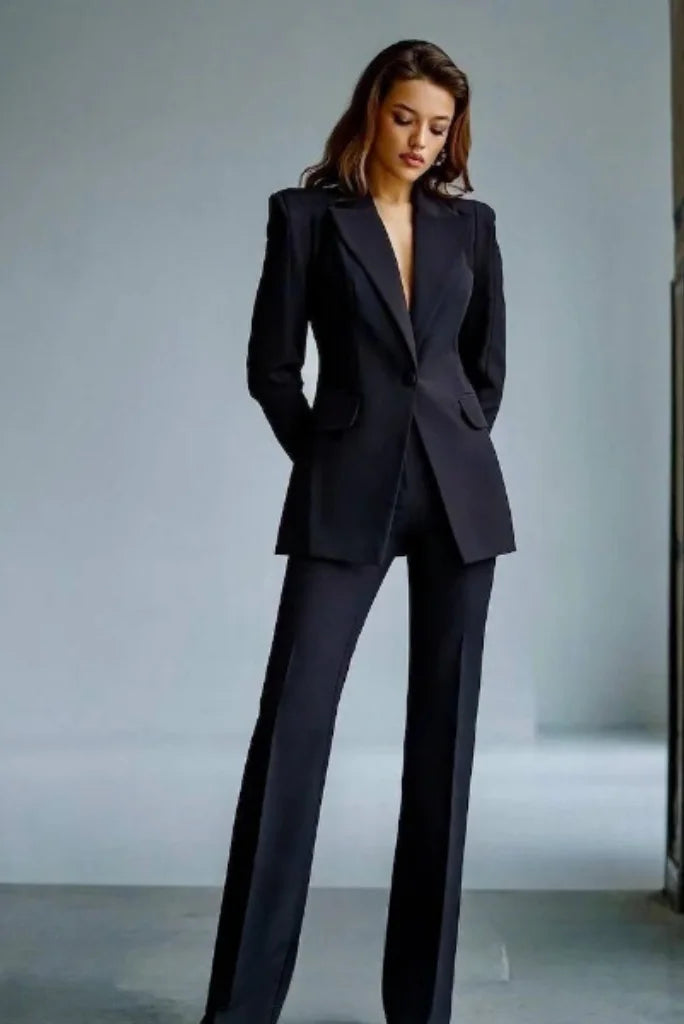 Women Black 2 piece Party wear Suit, Black Classic Blazer Trouser Suit Set For Women Trousers New Arrival