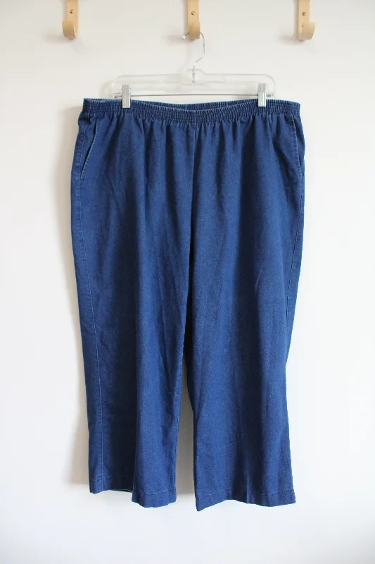 Alfred Dunner Blue Denim Trouser Capri Pants | 20W Trousers Striped Patterned